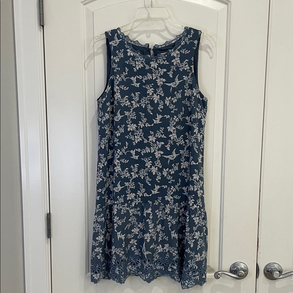 LOFT Blue and White Floral Shift Dress